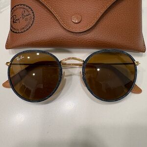 Ray-Ban Sunglasses Denim/Gold Frame/Leather